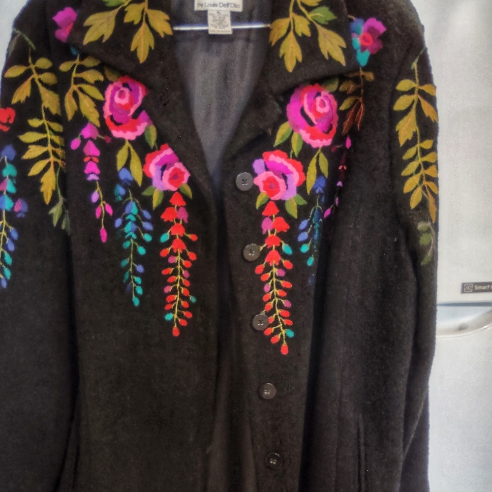 Embroidery Wool blend coat.  Linea by Louis Dell'Olio. Coat #2